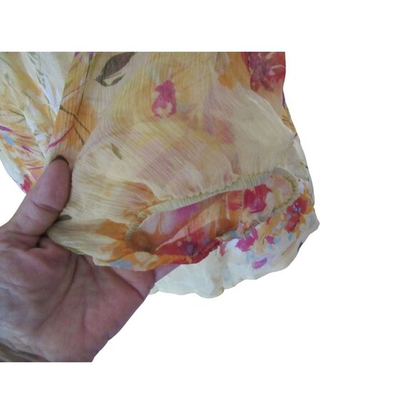 Sundance 100% Silk Yellow Floral Button Down Blouse L - Picture 6 of 7